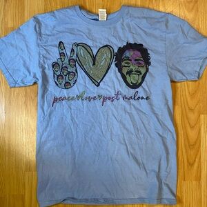 Post Malone Peace Love Graphic Tee - Light Blue